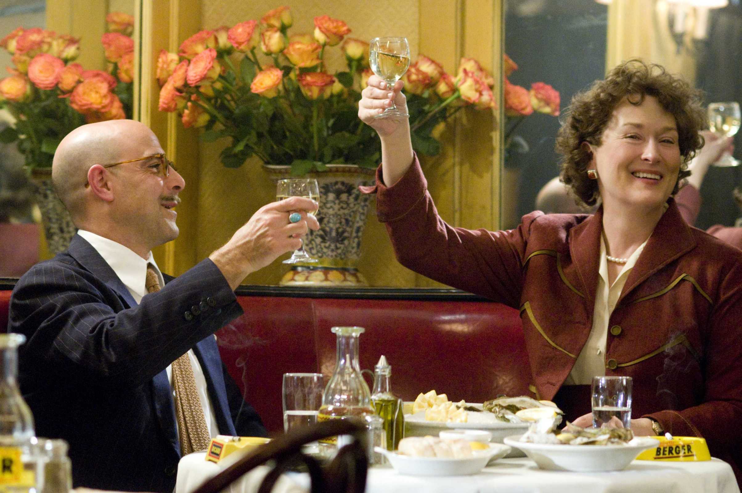 Stanley Tucci as "Paul Child" and Meryl Streep as "Julia Child"